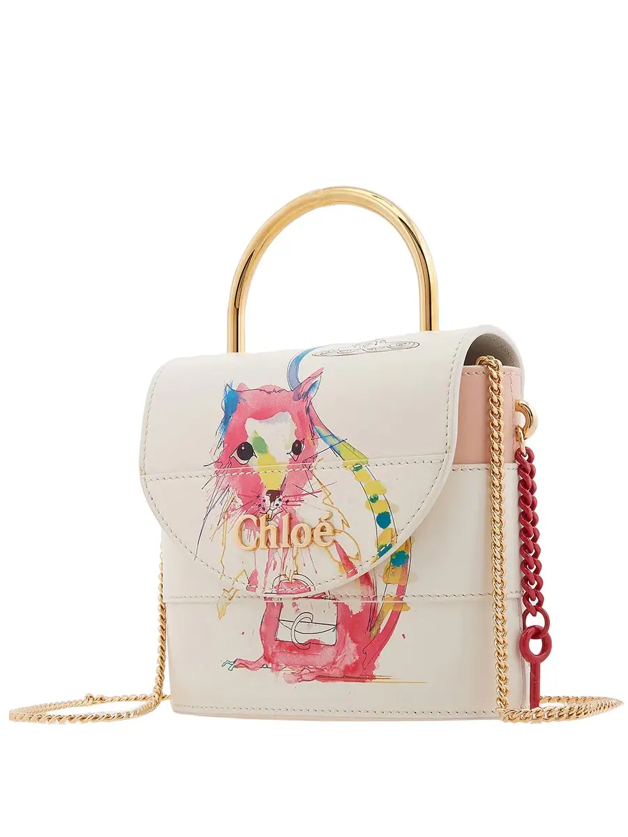 Сумка через плечо Chloé Small Aby Lock из кожи с принтом — 3