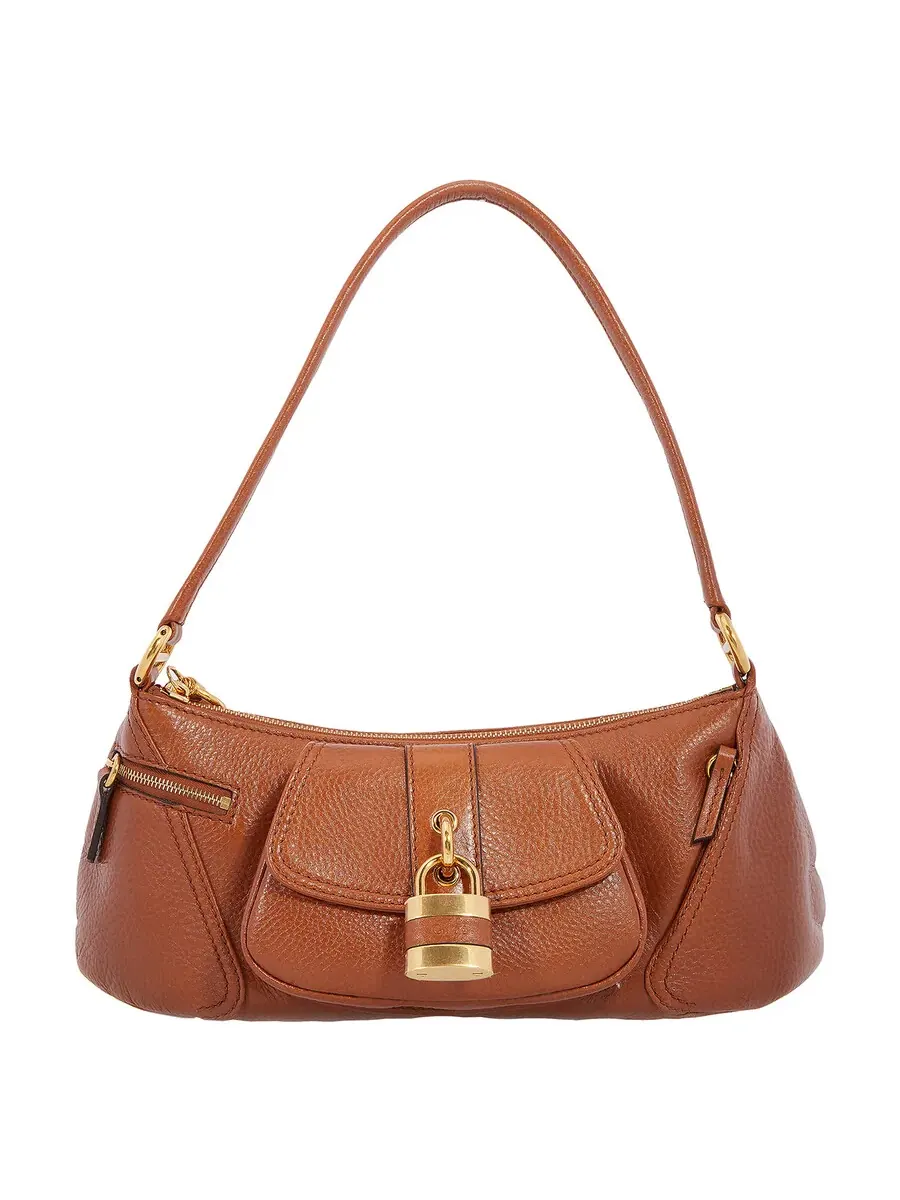 Сумка на плечо Chloé 99 из зерненой кожи — изображение 1 из 5, коричневый
