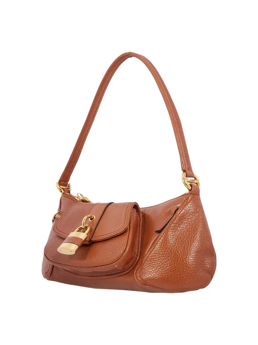 Сумка на плечо Chloé 99 из зерненой кожи — изображение 3 из 5, коричневый