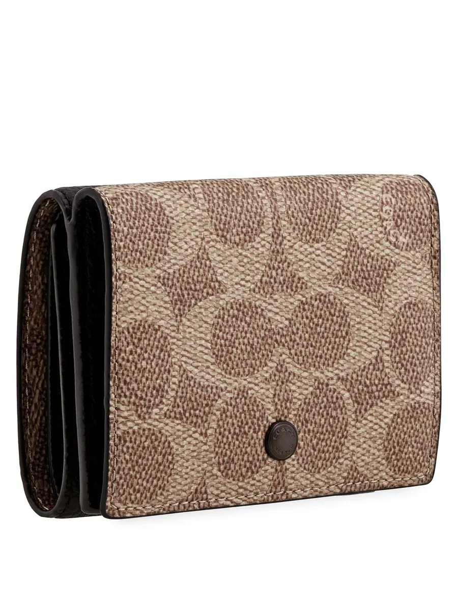 Кошелек для монет Coach черного/хаки цвета с тройным складным оригами — изображение 3 из 6, черный/хаки