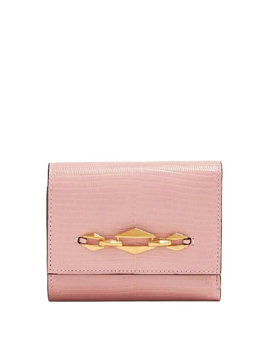 Кошелек из кожи с бриллиантовой цепочкой Jimmy Choo Marinda, розовое/золото — изображение 1 из 4, розовый/золотистый