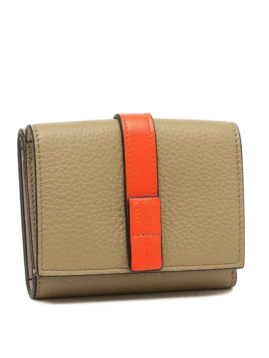 Кошелек Loewe Trifold из телячьей кожи — изображение 1 из 4, зеленый/оранжевый