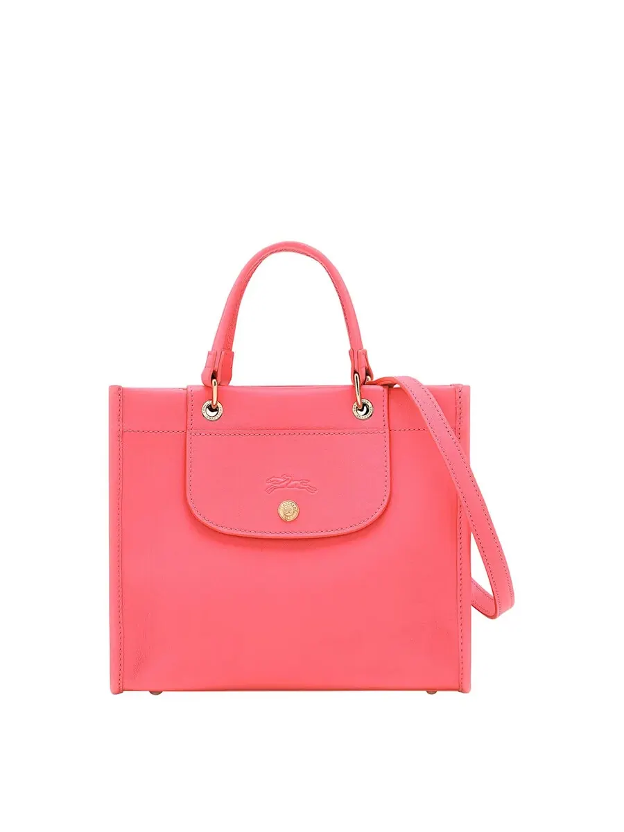 Сумка Longchamp Small Cabas розового цвета с тисненным логотипом на передней части и регулируемым и — изображение 1 из 3