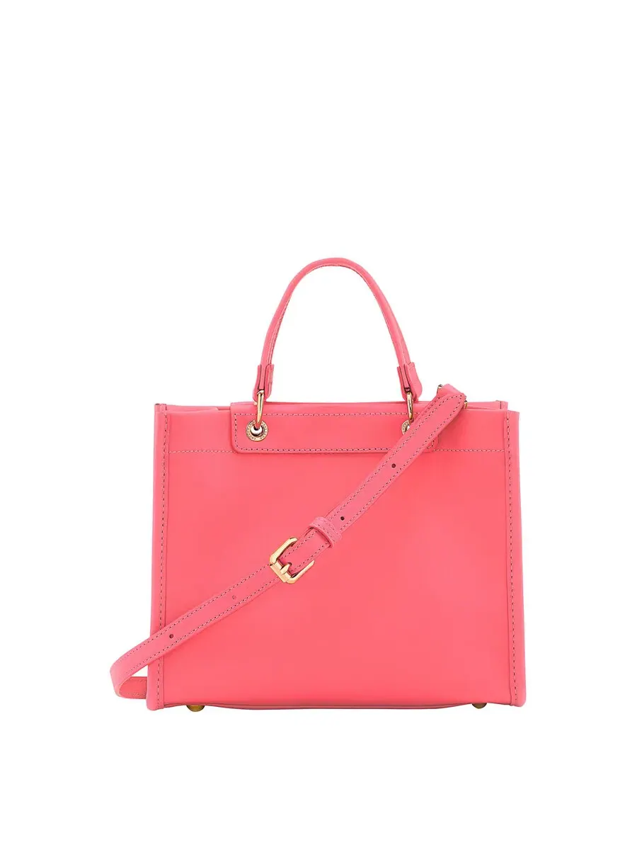 Сумка Longchamp Small Cabas розового цвета с тисненным логотипом на передней части и регулируемым и — изображение 2 из 3