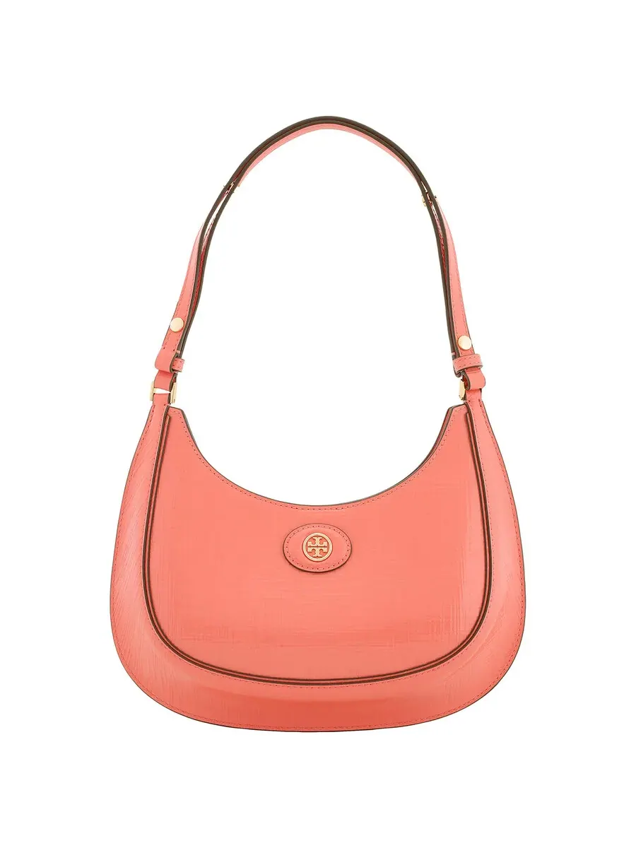 Сумка Tory Burch Coral Crush Robinson из тисненой кожи в форме полумесяца — изображение 1 из 5, коралловый