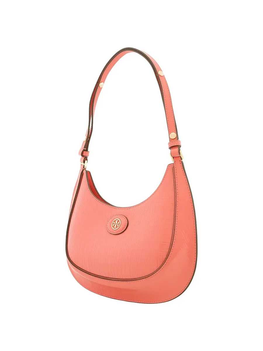 Сумка Tory Burch Coral Crush Robinson из тисненой кожи в форме полумесяца — изображение 3 из 5, коралловый
