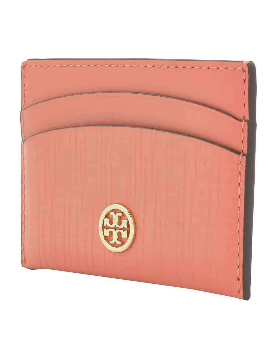 Визитница Tory Burch Robinson из перфорированной кожи — изображение 3 из 5, коралловый