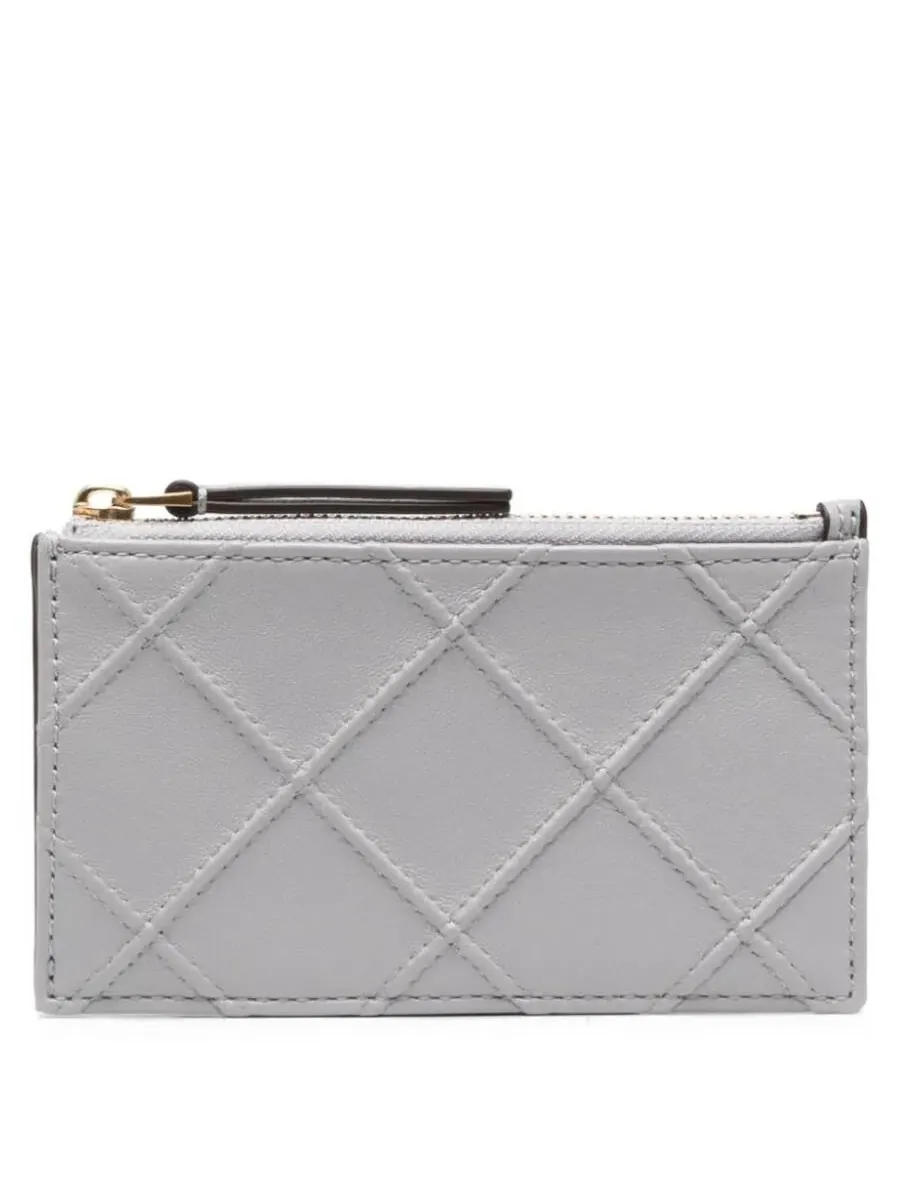 Картхолдер Tory Burch Fleming Soft с ромбовидной стеганой отделкой — изображение 1 из 3, серый