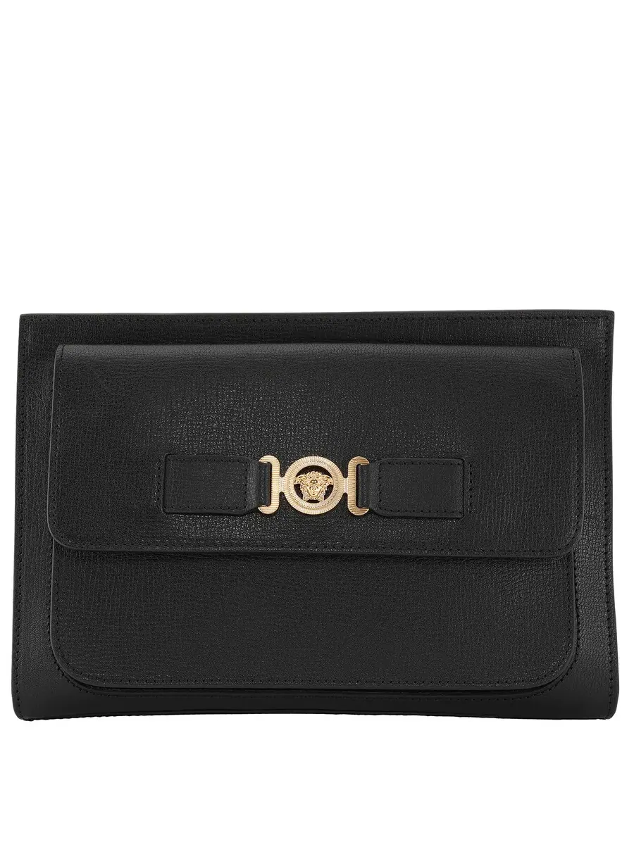 Клатч из телячьей кожи с пластиной Medusa от Versace