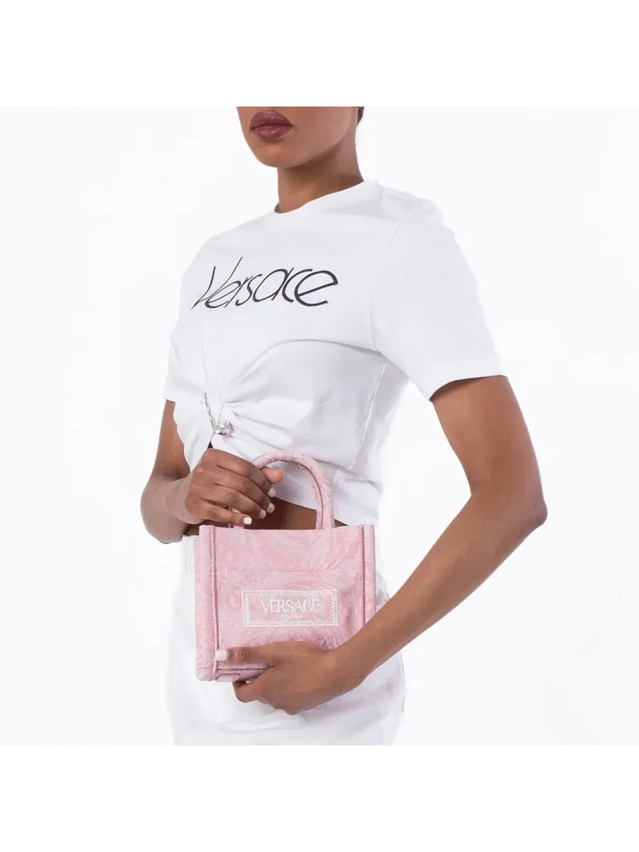 Сумка-тоут Versace Barocco Athena очень маленького размера — изображение 2 из 5, бледный розовый/розовый