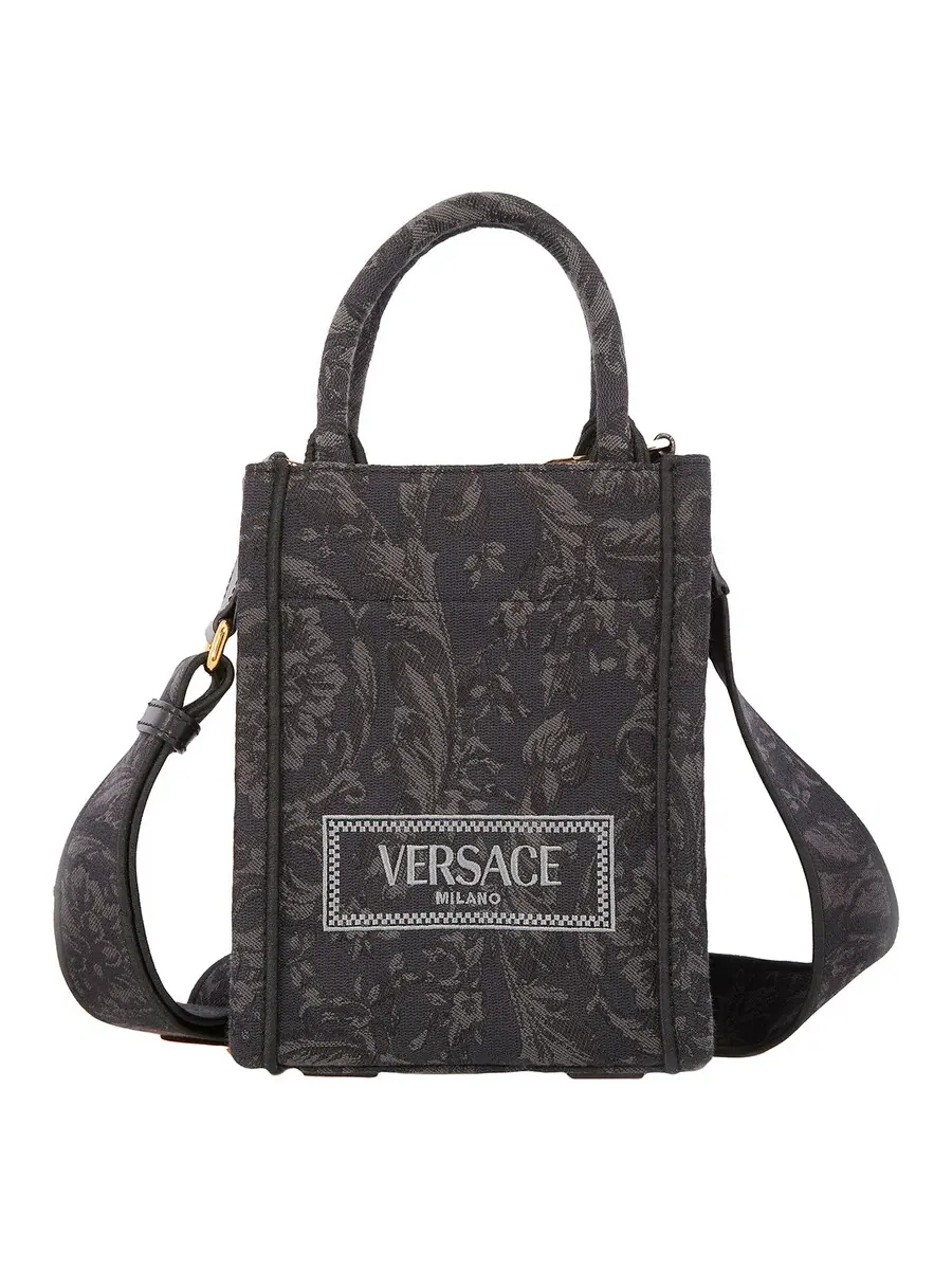 Мини-сумка-тоут Versace Barocco Athena — изображение 1 из 6, черный/черный золотистый