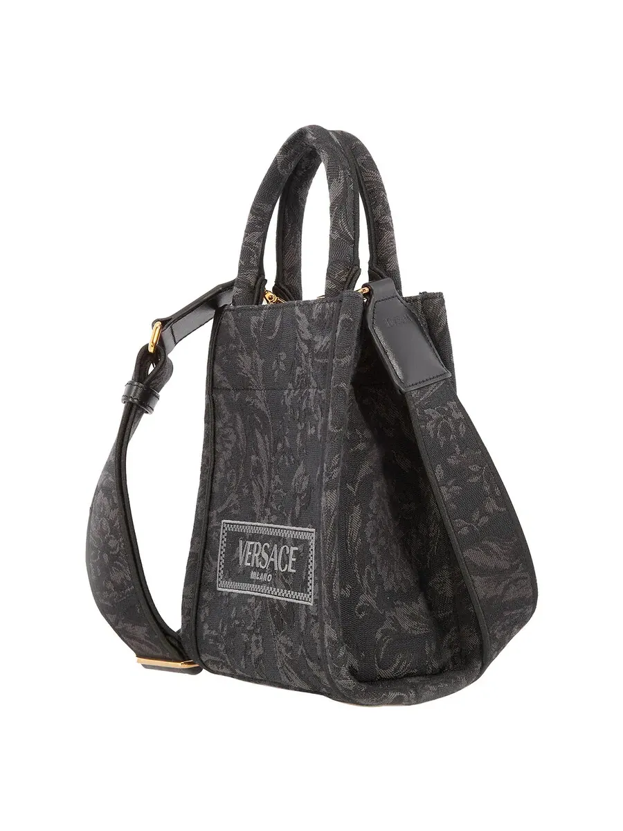 Мини-сумка-тоут Versace Barocco Athena — изображение 4 из 6, черный/черный золотистый