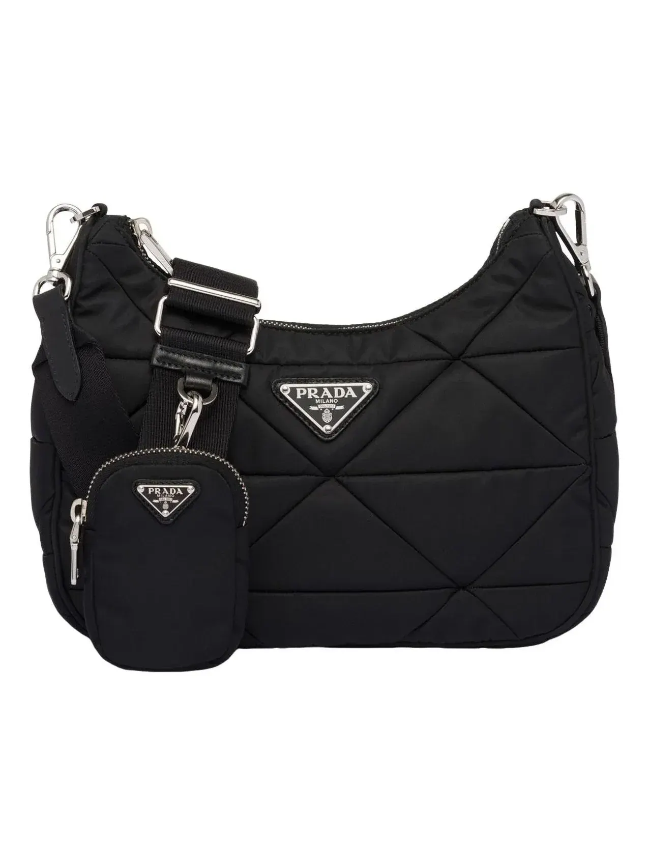 Мягкая сумка PRADA FW25 через плечо из нейлона, черная, 1BC151-RDJN-F0632