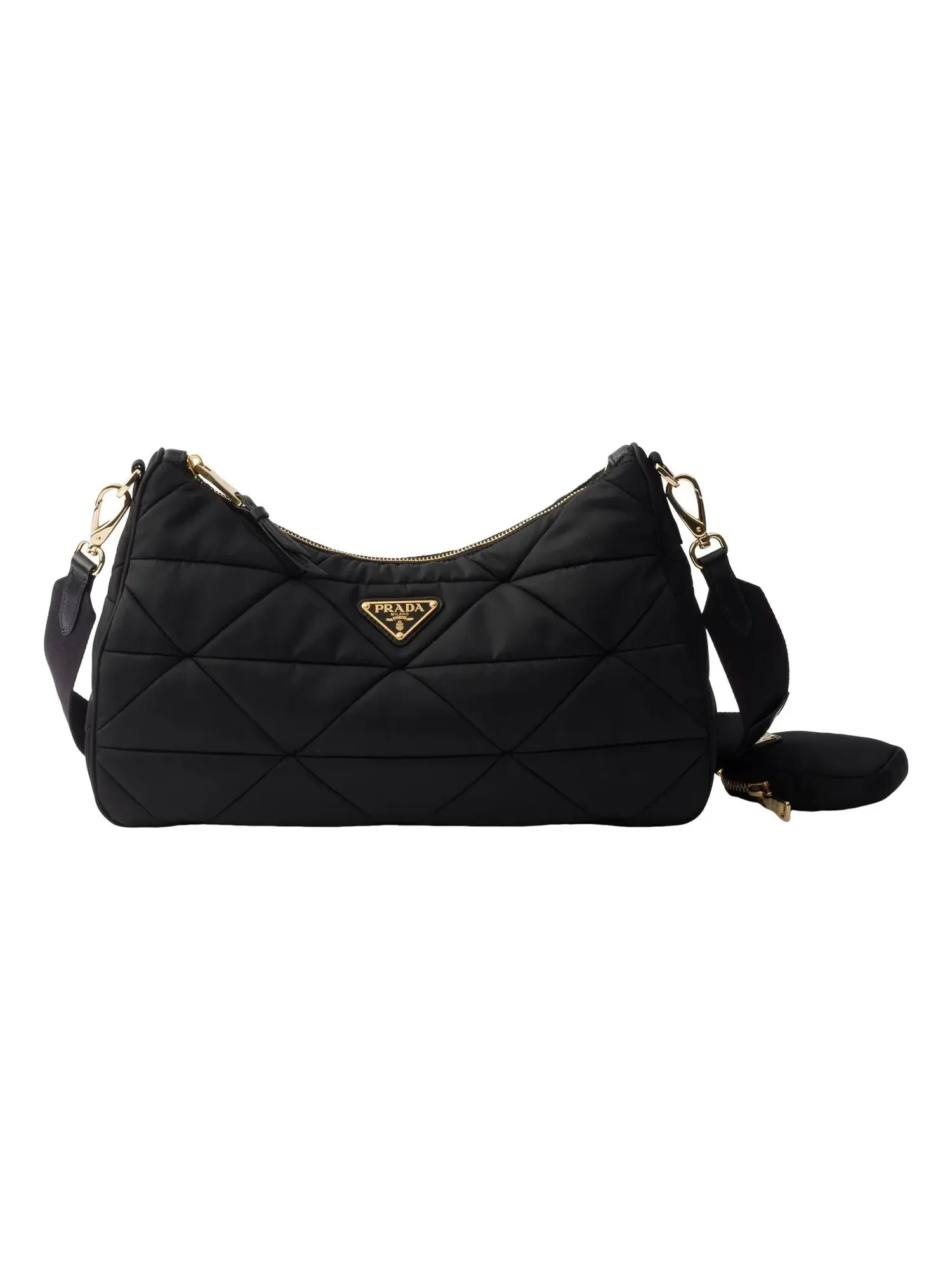 Большая мягкая сумка PRADA FW25 из нейлона, черная, 1BC232-RDJN-F0632 — изображение 1 из 5, черный