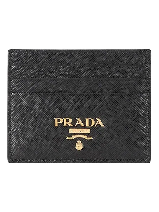 Кардхолдер PRADA FW25 из сафьяновой кожи, черный, 1MC025-QWA-F0002