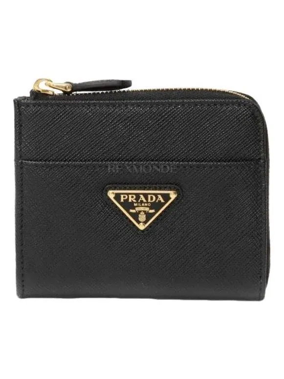 Маленький кошелек PRADA SS26 на молнии из кожи Saffino, черный, 1ML060-QHH-F0002 — изображение 1 из 5
