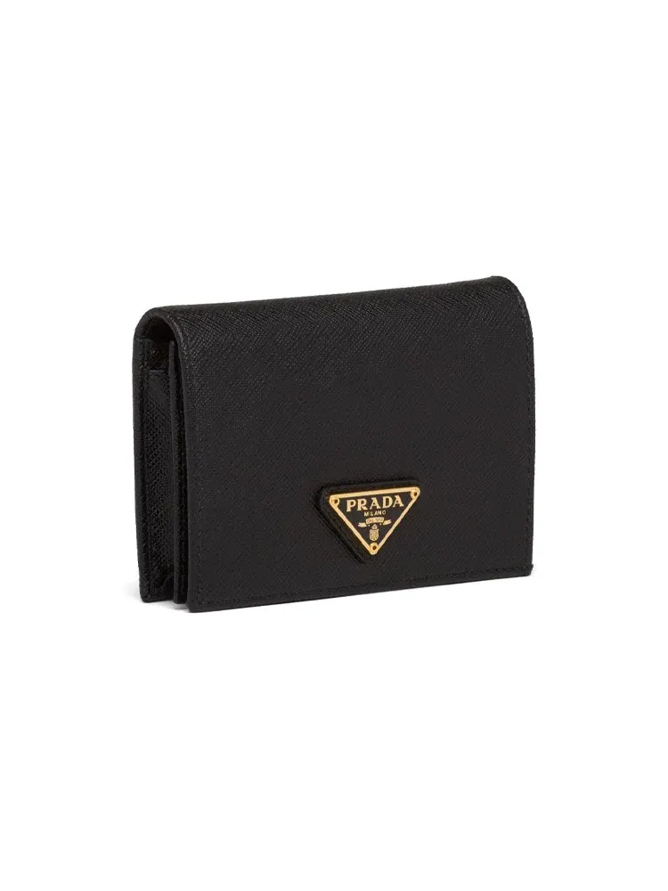 Кошелек PRADA SS26, маленький, из сафьяновой кожи, черный, 1MV021-QHH-F0002 — изображение 2 из 4