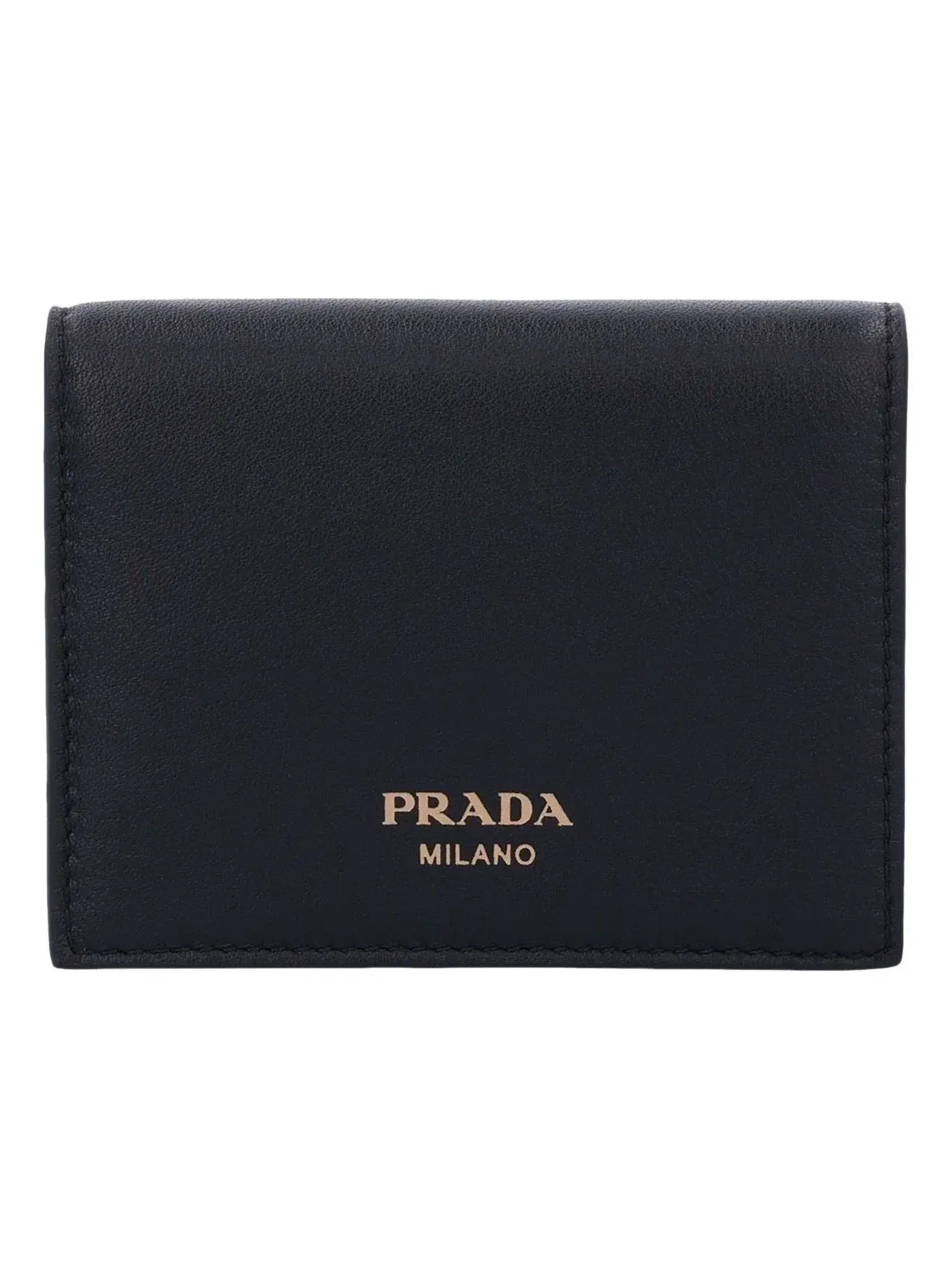 Кошелек PRADA FW24 с золотым металлическим логотипом, черный, 1MV204-2CYS-F0002 — изображение 1 из 6