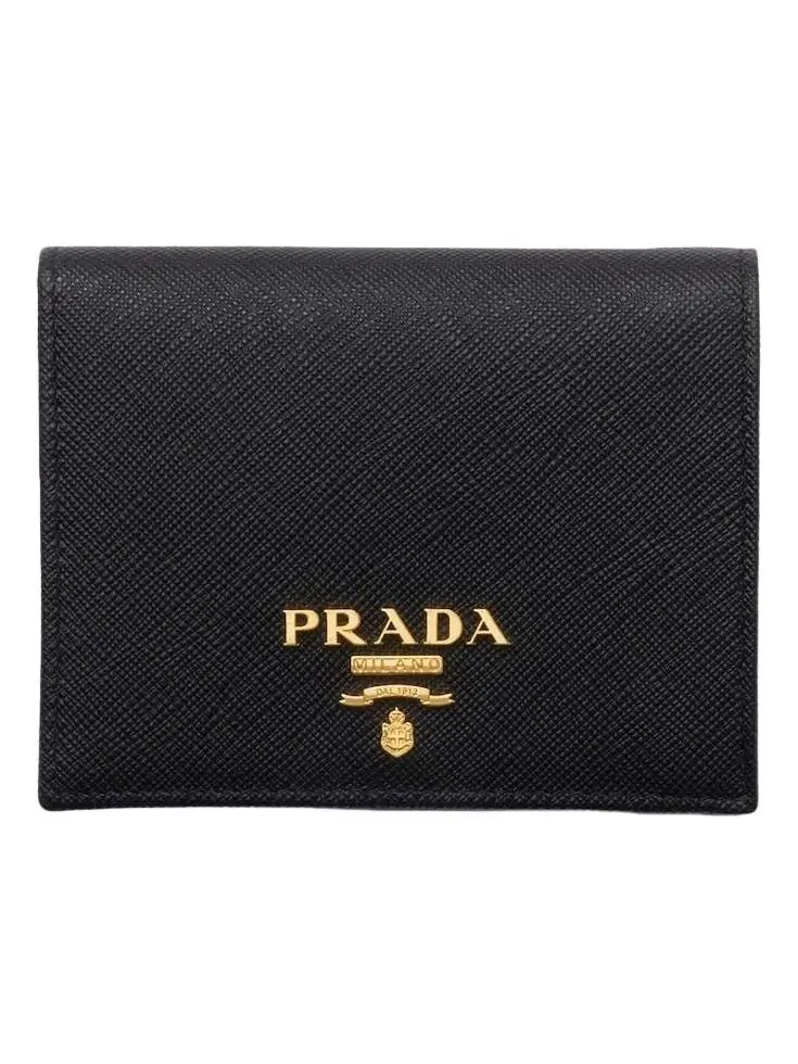 Кошелек PRADA FW25 из сафьяновой кожи, маленький, черный, 1MV204-QWA-F0002 — изображение 1 из 4