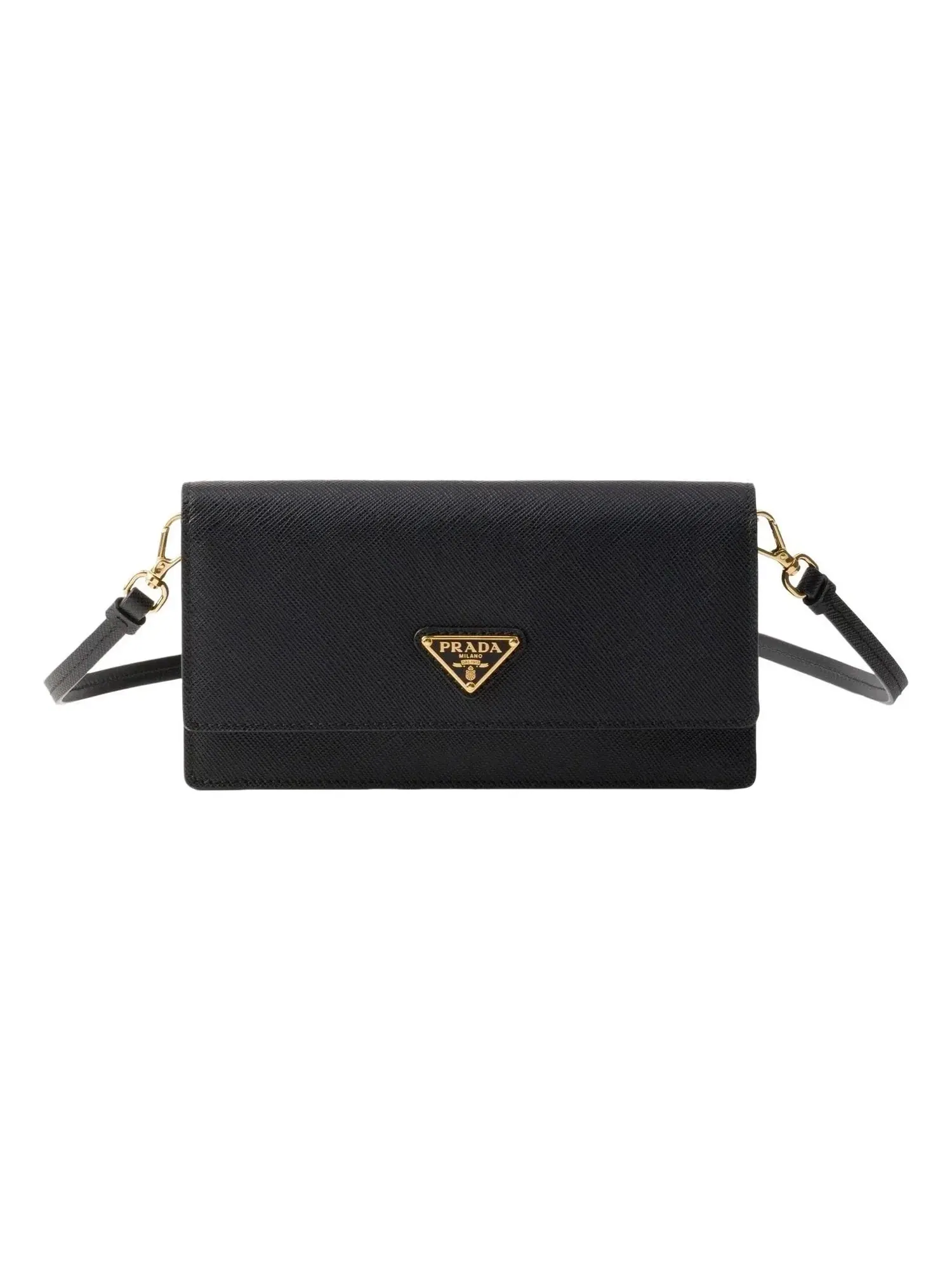 Мини-сумка PRADA FW25 из сафьяновой кожи, черная, 1NF059-2DB3-F0002