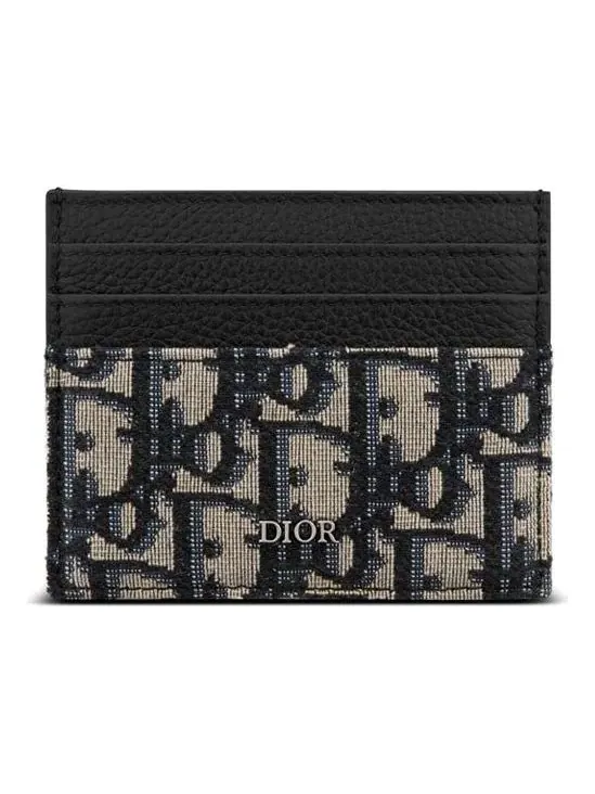 Держатель для карт DIOR 'Бежевый черный жаккард с косым плетением'