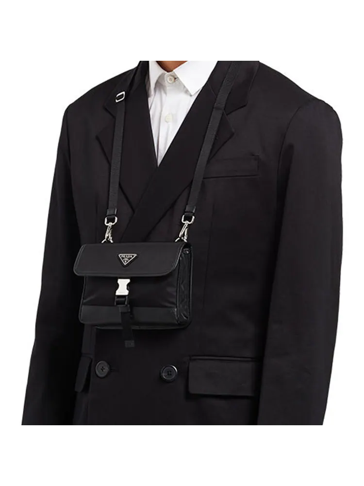 Сумка PRADA Saffiano logo-plaque smartphone holder 'Black' — 4