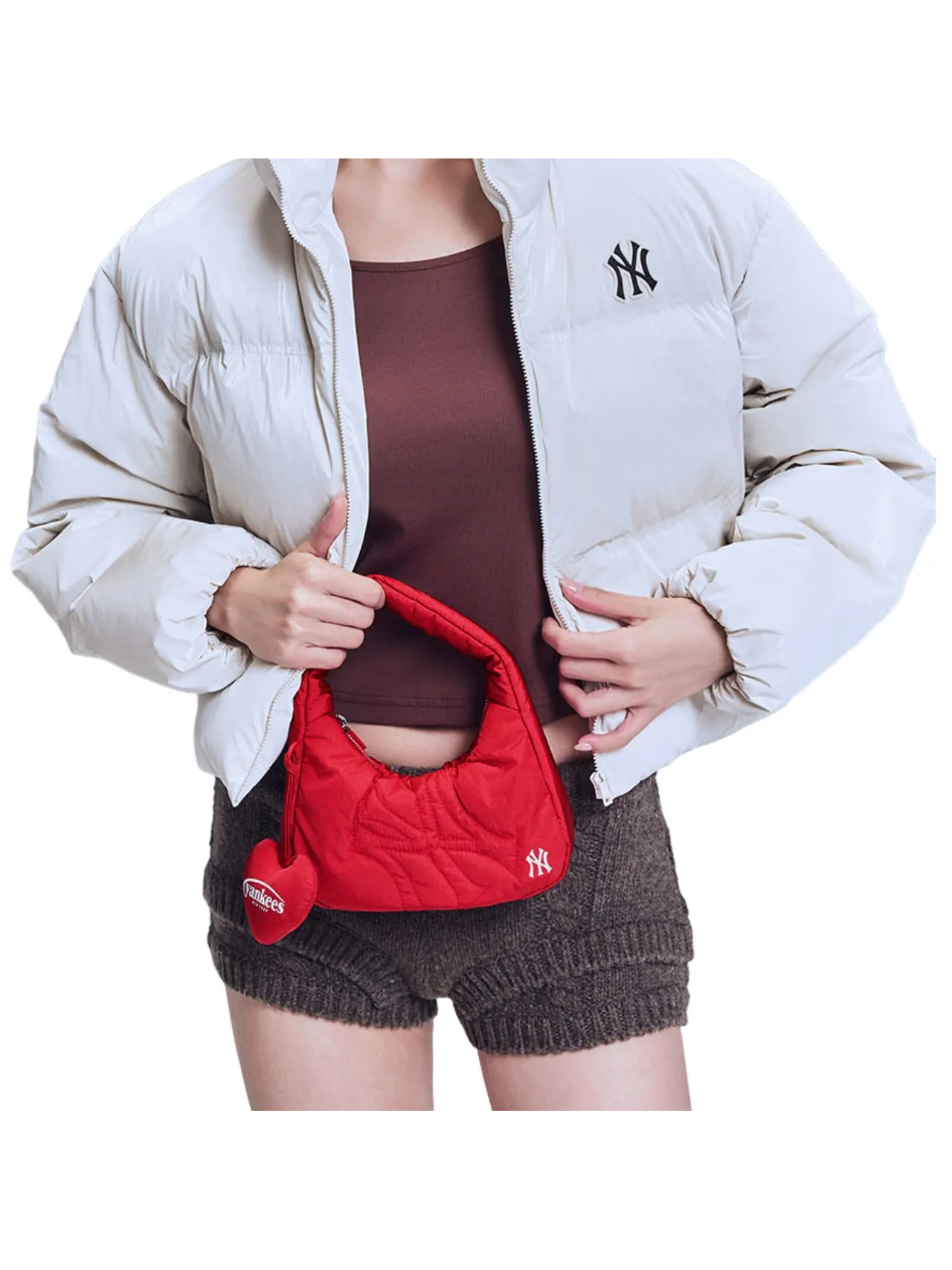 (WMNS) Мини-сумка через плечо MLB с прошитыми швами, New York Yankees — изображение 4 из 4, красный