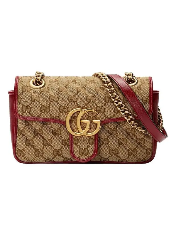 Сумка женская мини кросс-боди Gucci gg marmont brown red color combination — изображение 1 из 4, мульти