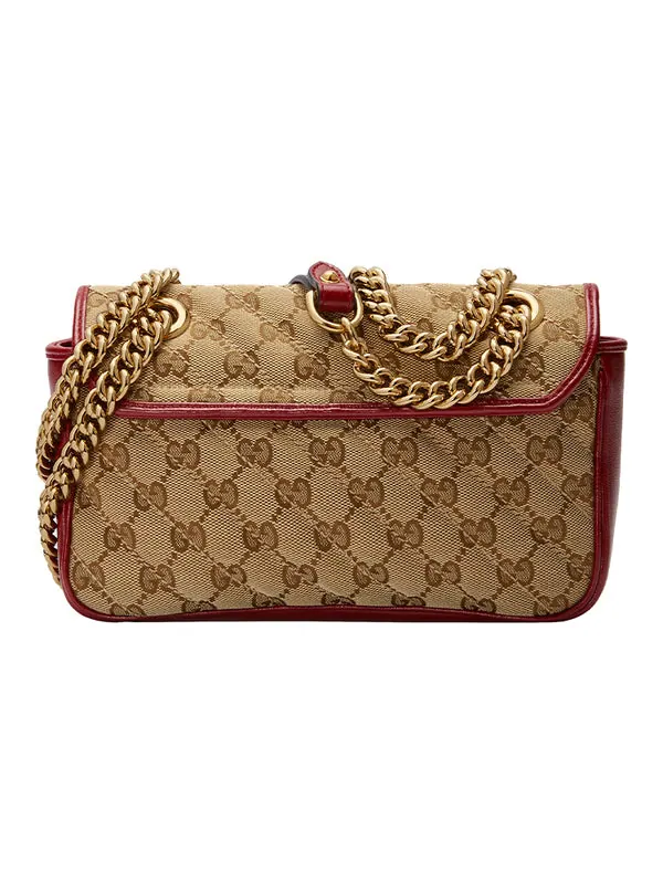Сумка женская мини кросс-боди Gucci gg marmont brown red color combination — изображение 3 из 4, мульти