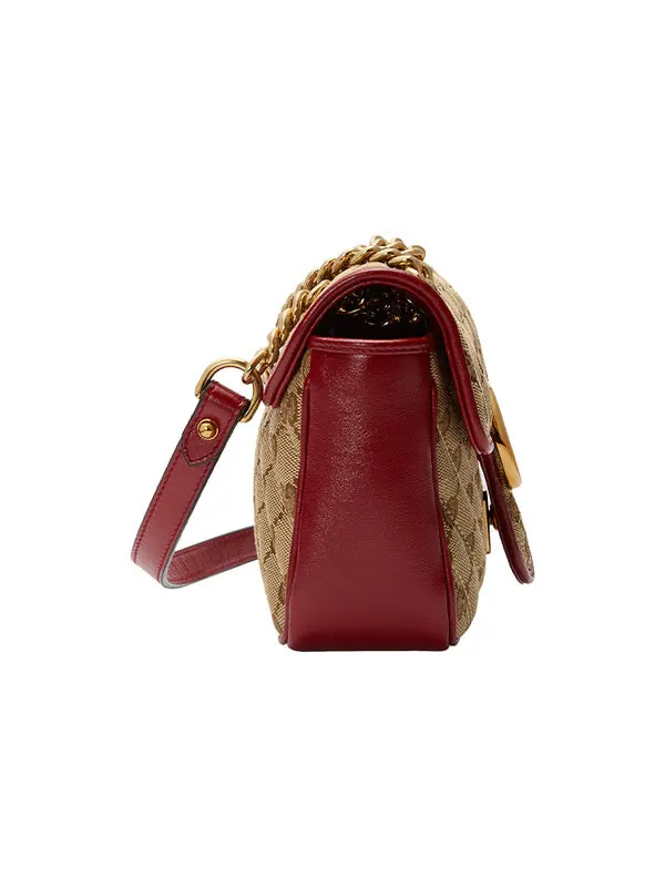 Сумка женская мини кросс-боди Gucci gg marmont brown red color combination — изображение 4 из 4, мульти