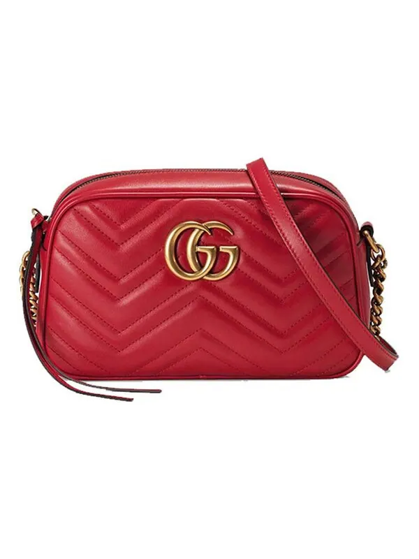 Сумка женская малая кросс-боди натуральная кожа Gucci GG Marmont — изображение 1 из 4, красный