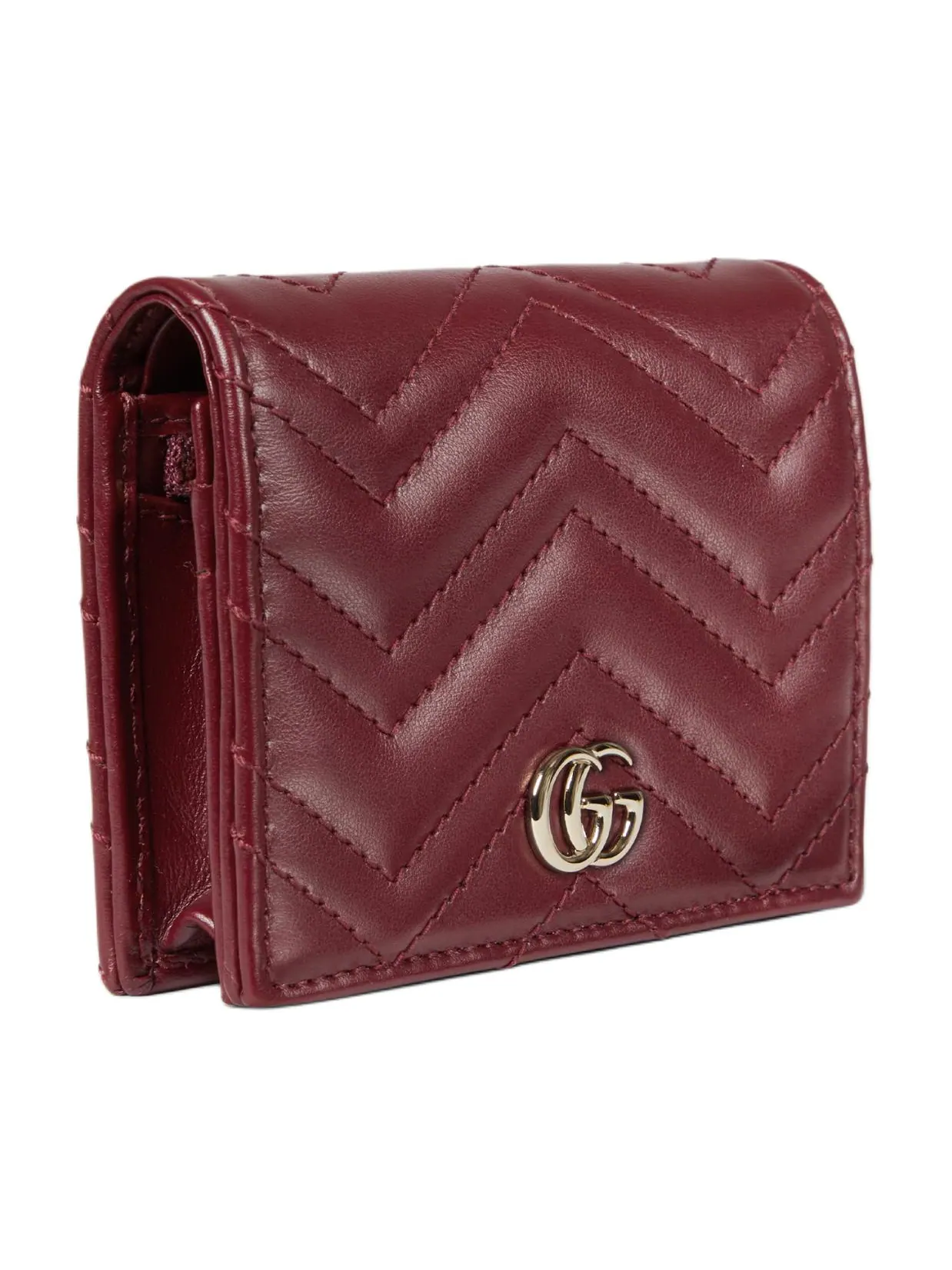 (WMNS) Стеганый кожаный кошелек Gucci GG Marmont, цвет «Красная кожа» — изображение 2 из 7