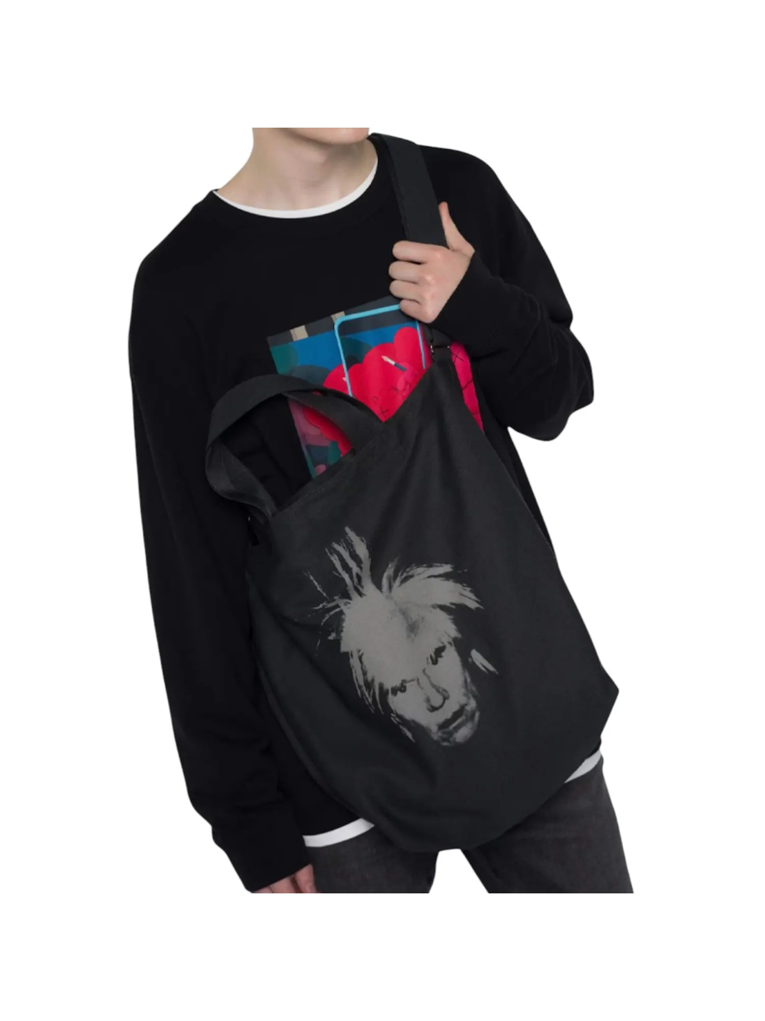 Сумка-тоут UNIQLO x KAWS x Warhol 2Way Tote Bag 'Black' — 5