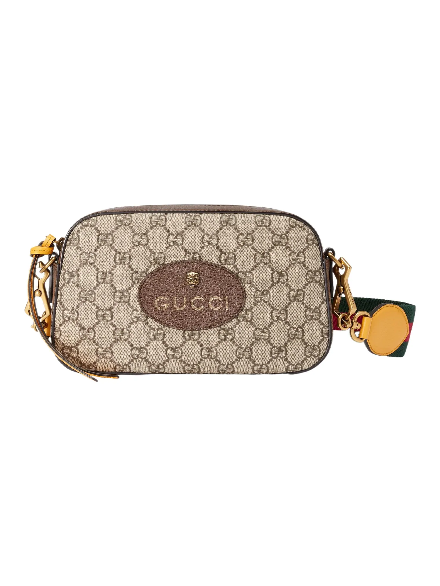 Сумка Gucci Neo Vintage Metallic Tiger Head Logo Stripe Messenger Bag 'Brown Yellow' — 2