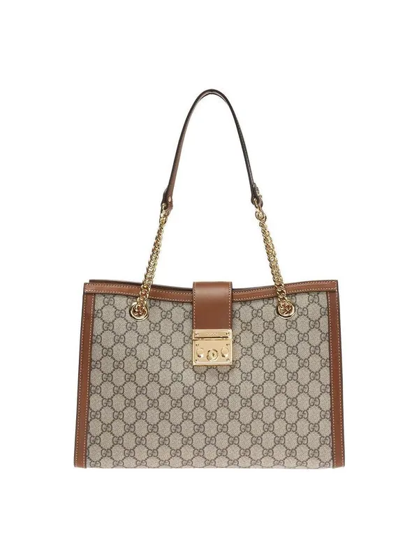 Сумка женская средняя тоут Gucci Padlock GG — изображение 1 из 4, бежевый/коричневый