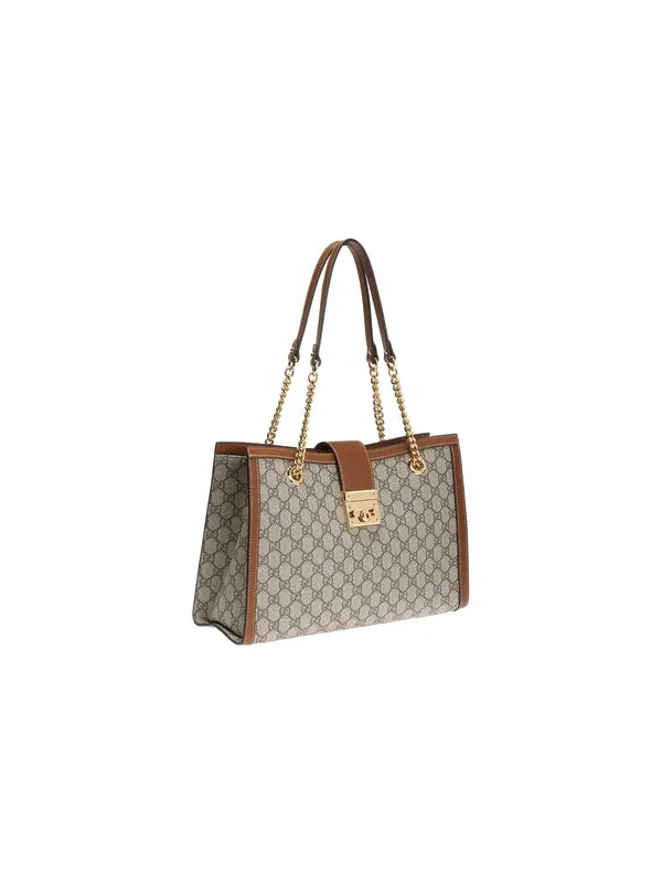 Сумка женская средняя тоут Gucci Padlock GG — изображение 2 из 4, бежевый/коричневый