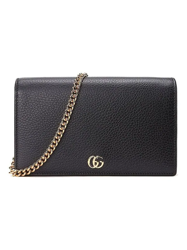 Сумка женская кросс-боди натуральная кожа Gucci Marmont Chain — изображение 1 из 4, черный/золотистый