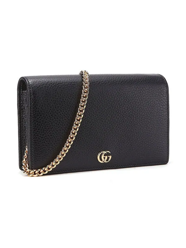 Сумка женская кросс-боди натуральная кожа Gucci Marmont Chain — изображение 2 из 4, черный/золотистый