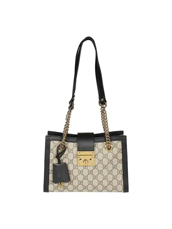 Сумка женская малая тоут Gucci Padlock GG — изображение 2 из 4, бежевый/черный