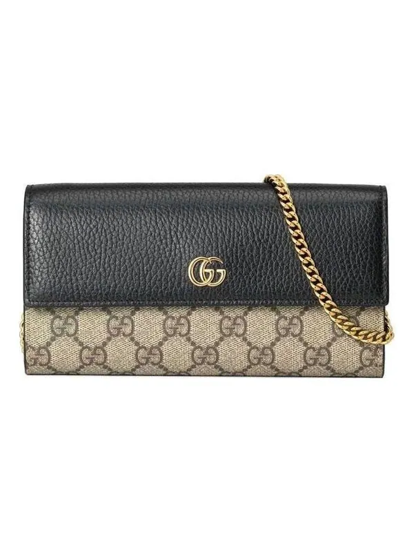 Сумка женская кросс-боди Gucci GG Marmont Chain Wallet — изображение 1 из 4, бежевый
