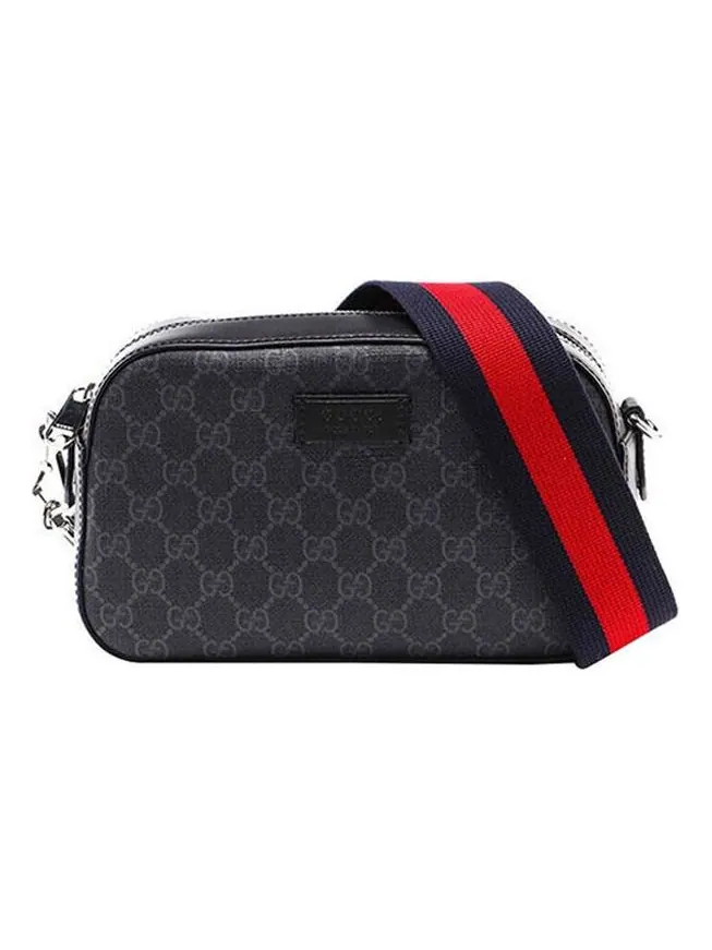 Кожаная сумка Gucci с логотипом и полосками — 1