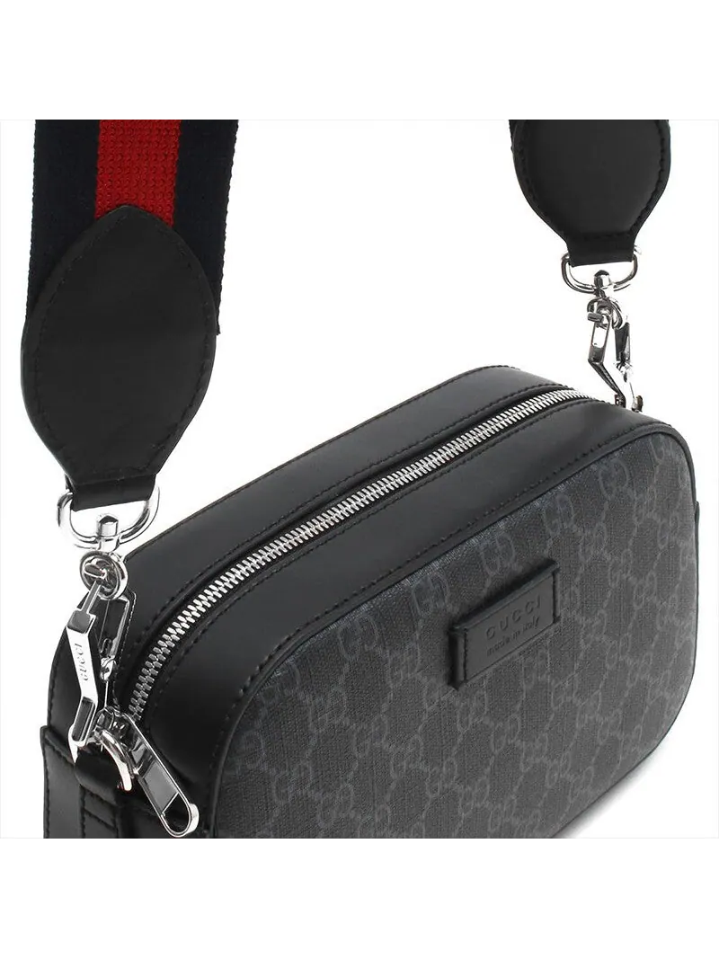 Кожаная сумка Gucci с логотипом и полосками — 6