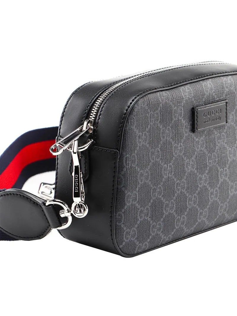 Сумка Gucci Logo Stripe Webbing Leather Shoulder Bag 'Black Red' — 5
