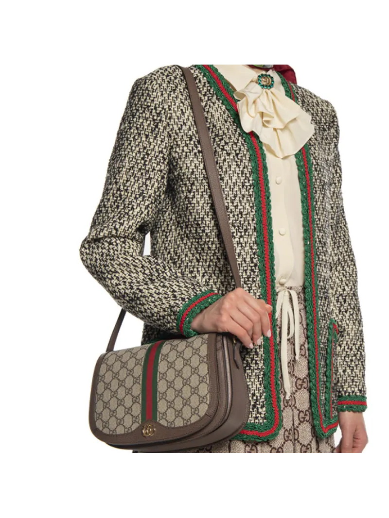 Сумка через плечо Gucci Ophidia GG Canvas — изображение 8 из 10, бежевый