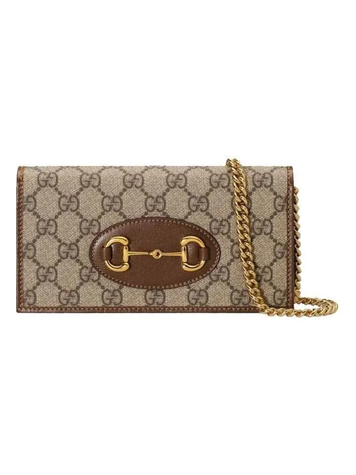 Кошелек Gucci Horsebit 1955 на цепочке — изображение 1 из 4, бежевый