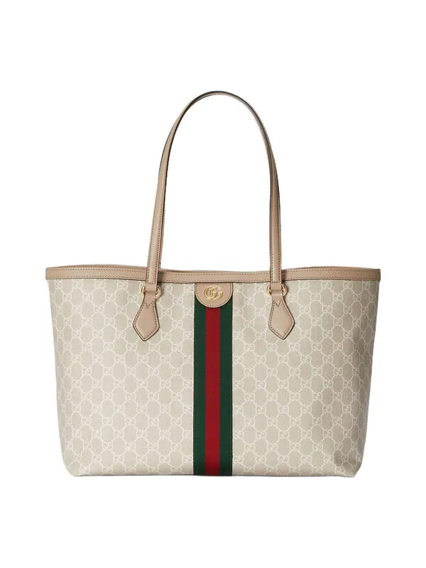 Сумка женская средняя шоппер Gucci Ophidia GG Tote — изображение 1 из 4, бежевый/белый