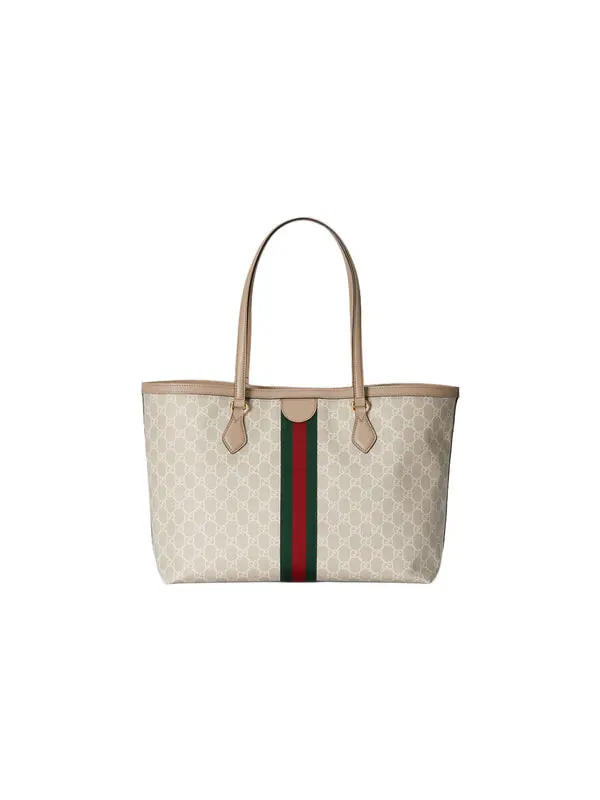 Сумка женская средняя шоппер Gucci Ophidia GG Tote — изображение 2 из 4, бежевый/белый