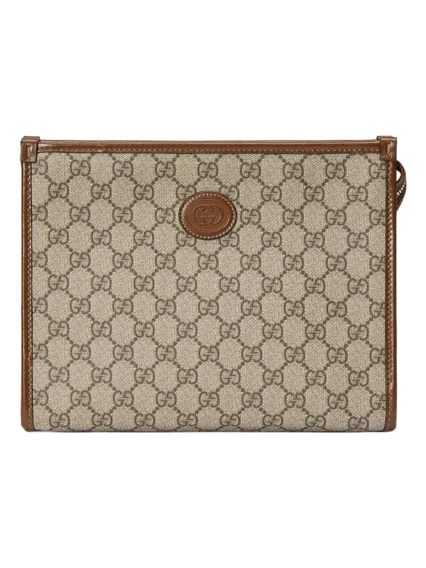 Сумка beauty case with interlocking g 'beige ebony brown sugar' Gucci — 1