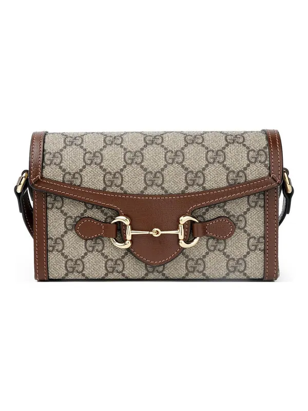 Сумка женская кросс-боди высококачественная кожа Gucci Horsebit 1955 Caramel — изображение 1 из 4, коричневый/хаки