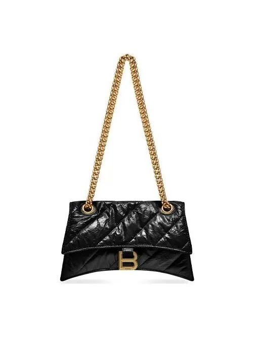 Сумка crush small chain bag quilted 'black' Balenciaga — изображение 1 из 4, черный
